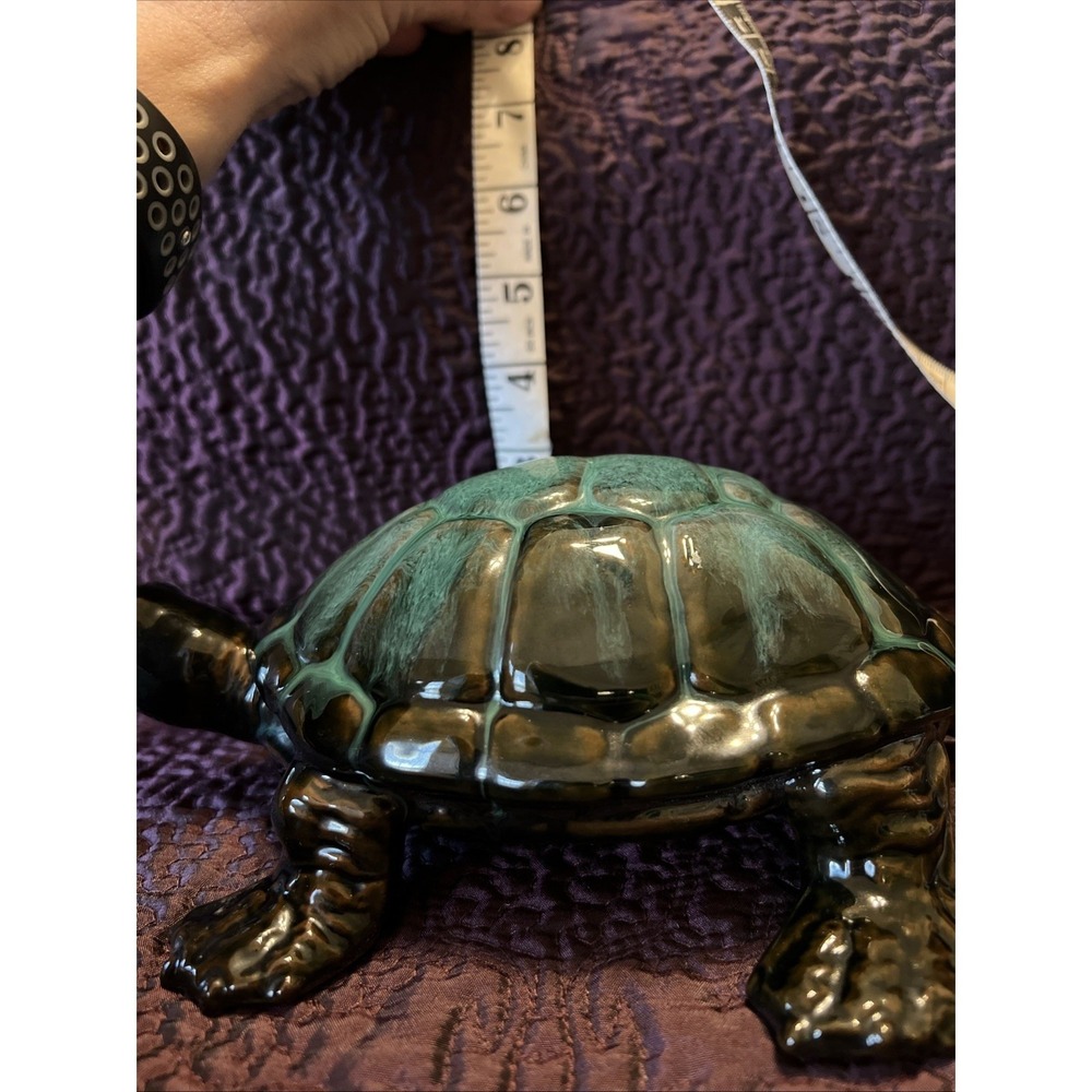 Vintage Blue Mountain Pottery Sea Turtle Canada Green Drip Glaze BMP 9x7x4 Walks - Picture 14 of 14